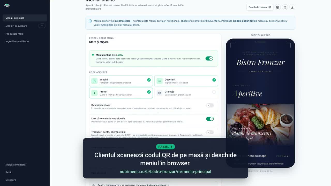 Tot parcursul, din cont până pe masă